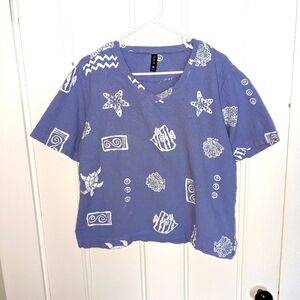 OURS collection women's top beach star fish shell fish lavender